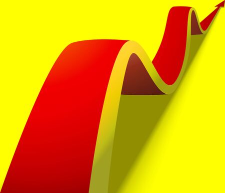 wavy red arrow on yellow backgroundのイラスト素材