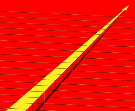 smooth glass yellow arrow on a red background Isometricのイラスト素材