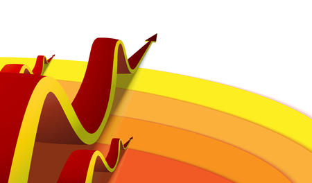 eight red arrows going up on colored backgroundのイラスト素材