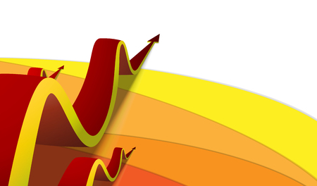 Three red arrows go up the color wavesのイラスト素材