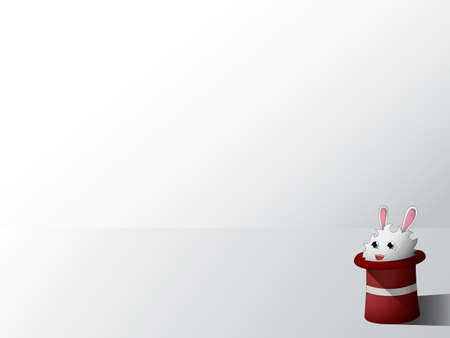 White cartoon rabbit sits in a magicians hatの写真素材