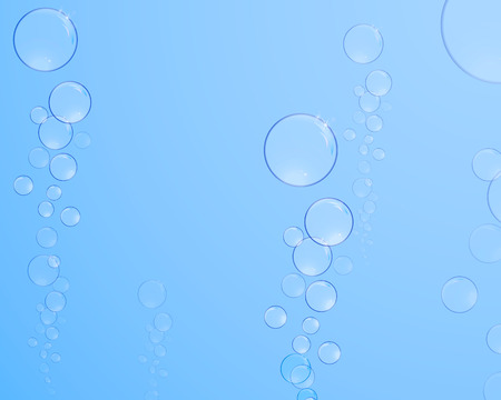 Bubbles with reflections on a blue