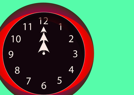 red clock hands for twelve hours