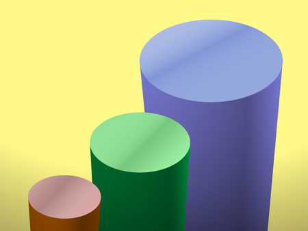 chart columns multicolored yellow backgroundの写真素材