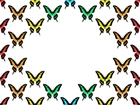 seamless pattern of butterflies of all colors of the rainbowのイラスト素材