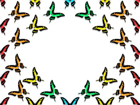 Seamless pattern of butterflies of all colors of the rainbowのイラスト素材