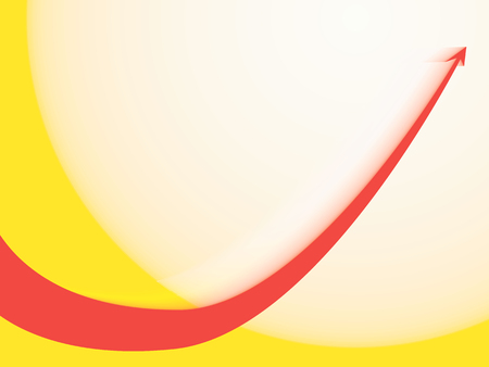 red arrow graph goes up on yellow backgroundのイラスト素材