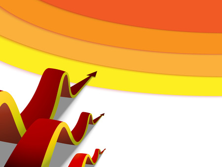 eight red arrows going up on colored backgroundのイラスト素材
