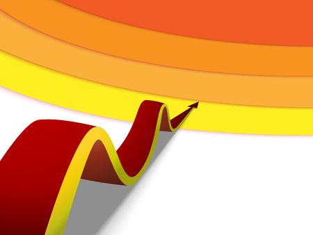 eight red arrows going up on colored backgroundのイラスト素材