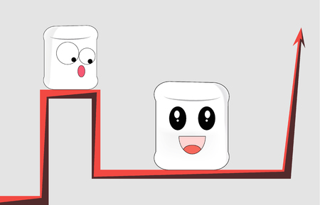 Different cartoon faces sit on different red branches of the same graphic.のイラスト素材
