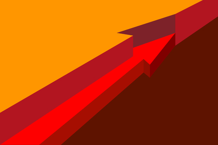 Red arrow hidden in layers, isometric, visual aid in section.のイラスト素材