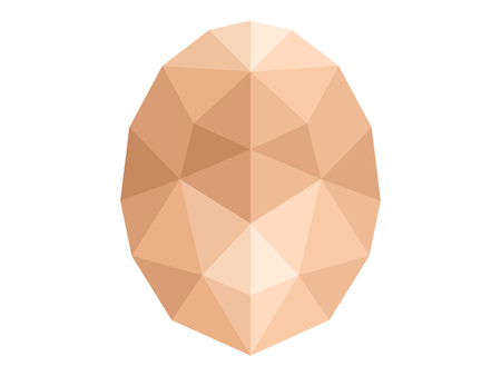 Yellow faceted gem on white background, triangulationのイラスト素材