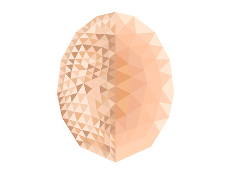 Yellow faceted gem on white background, triangulationのイラスト素材