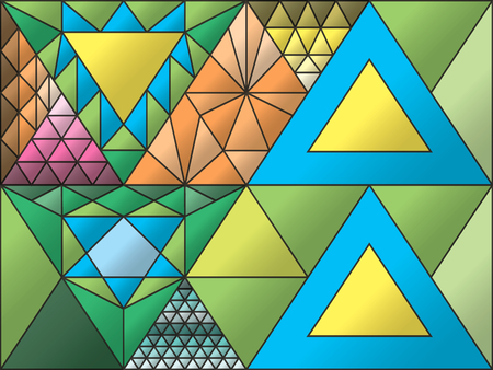 Stained glass window, triangulation, random figuresのイラスト素材