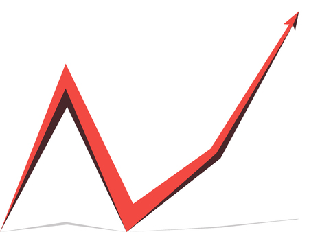 red arrow graph on white backgroundのイラスト素材