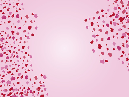 pink hearts in a random order on pink backgroundの写真素材