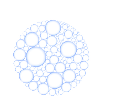 foam from bubbles in the shape of a circle on a white backgroundの写真素材