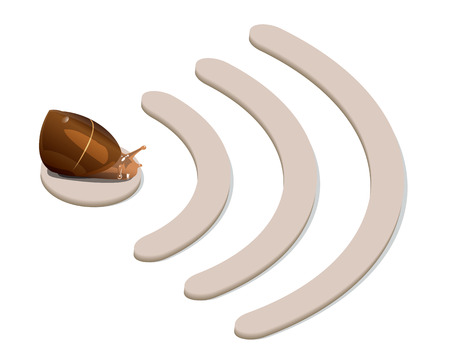 snail and signs of waves of signal distribution on white backgroundのイラスト素材