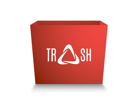 red box with a white inscription - trash, stylized recycling , 3d templateのイラスト素材