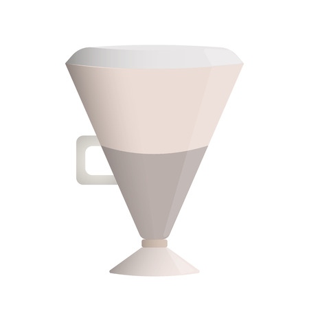 Latte coffee layered, glass cup with a handle milk froth hatの写真素材