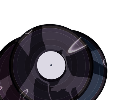 Vinyl record isolated on a white backgroundの写真素材
