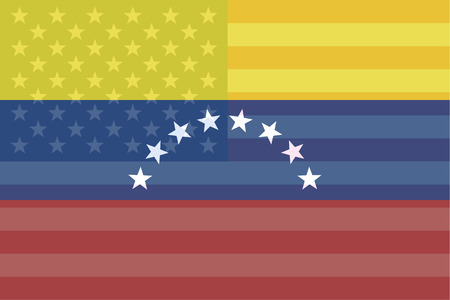 flag of Venezuela and USA, silhouette appearsのイラスト素材