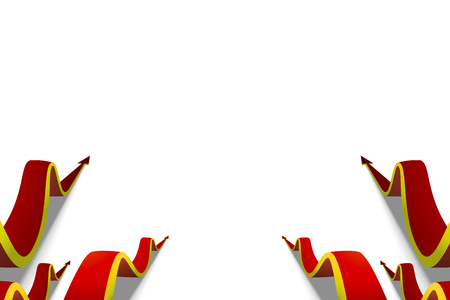 red arrow graph goes up on a white backgroundの写真素材