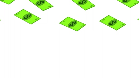 dollar bill falls on white background, isometric, isolateの写真素材