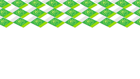 euro banknotes falling in a pile on white background, isometric, isolatedの写真素材