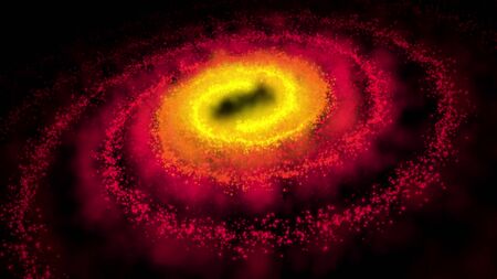 galaxy red, spinning clockwise bright round particlesの写真素材