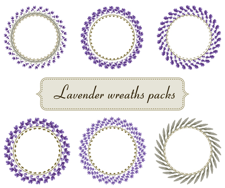 Lavander frames wreath packのイラスト素材