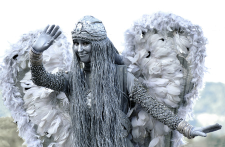 Street performance entertains visitors in the park. Gabrovo, Bulgaria 19 May 2017のeditorial素材