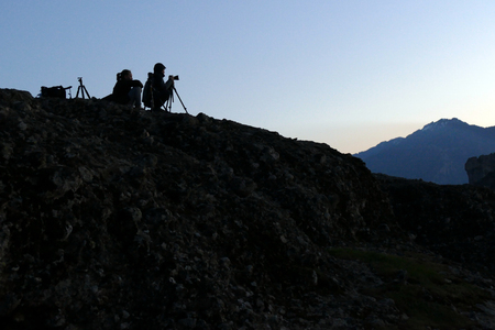 Early morning in Meteora. 2 photographers take the sunrise.の写真素材