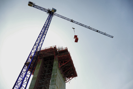High-rise building. Bridge-based construction for motorway tower.の写真素材