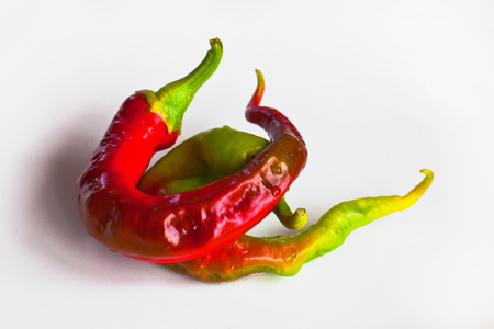 Fresh peppers of different shapes and colors.の写真素材