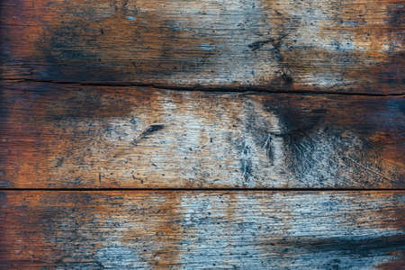 Old rusty wood panel with blue and orange colors