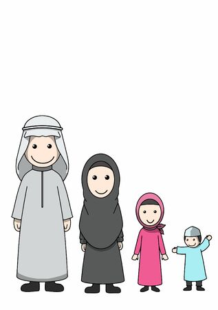 family muslim karakterのイラスト素材