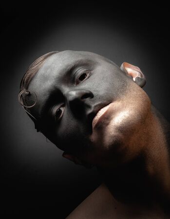 Stock photo male face, makeup art. Handsome caucasian man close up.の写真素材