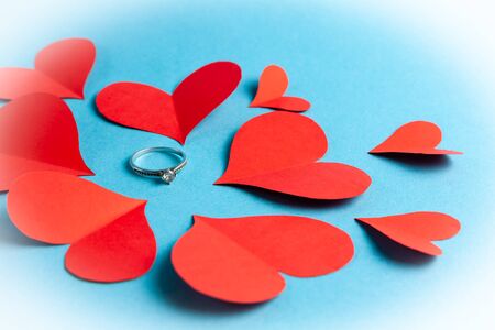 Love and Valentine's Day concept. Gift rings beloved.の写真素材