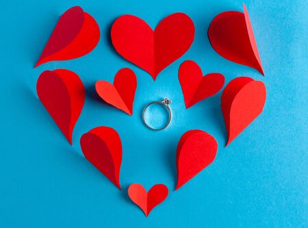 Love and Valentine's Day concept. Gift rings beloved.の写真素材
