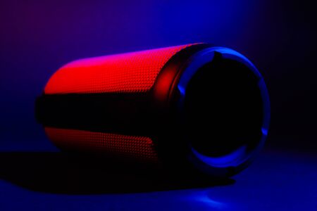 Portable column cylindrical shape. Studio stock photo bluetooth column.の写真素材