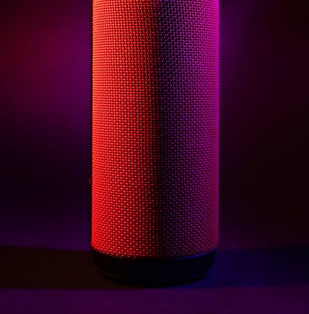 Portable column cylindrical shape. Studio stock photo bluetooth column.の写真素材