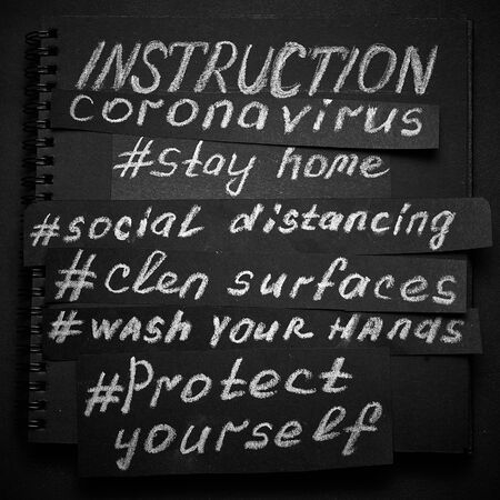 Protect yourself during quarantine. The inscription on a black background.