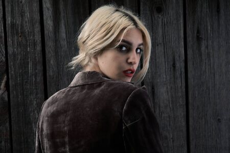 Portrait of a girl in vintage style. Fashion of the past.