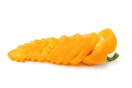 Sliced bell pepper isolated on a white background.の写真素材