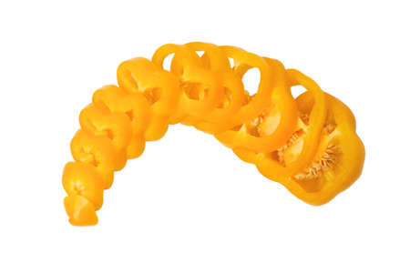 Sliced bell pepper isolated on a white background.の写真素材