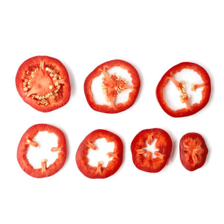 Sliced ââred bell pepper isolated on a white background.の写真素材
