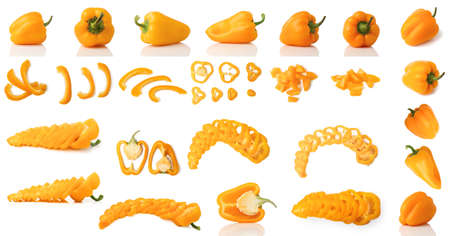 Pepper isolated on white background. A set of different photos in one lot.の写真素材