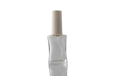 Transparent bottle with perfume isolated on white background.の写真素材