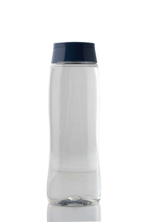 Transparent bottle of shampoo isolated on white background.の写真素材